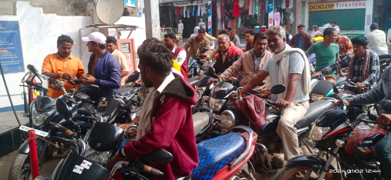 Long queues formed at petrol pumps; people waited for hours for their turn to fill petrol and diesel vehicles