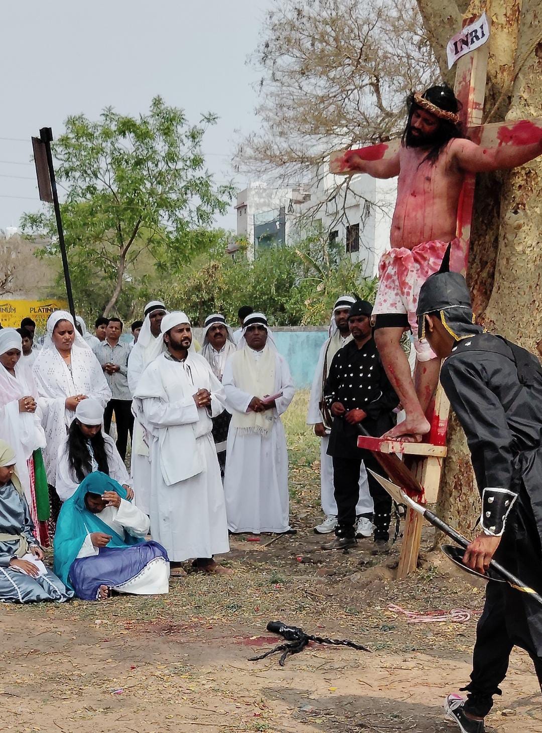 Eyes filled with tears after watching live display of Jesus Christ’s crucifixion.