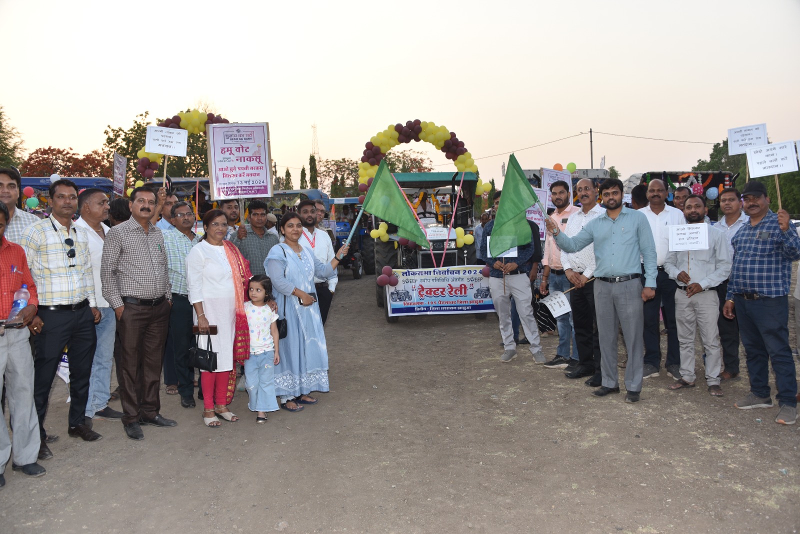 Petlawad unique initiative for voter awareness by taking out a huge rally with 75 tractors.