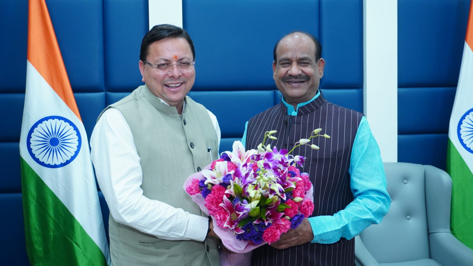 Uttarakhand Chief Minister met Lok Sabha Speaker Om Birla and congratulated him on his second term