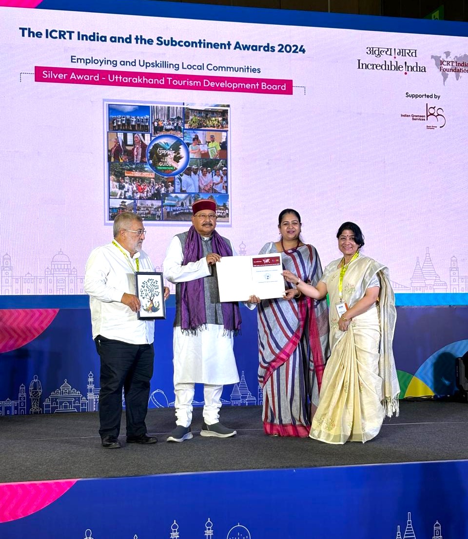 Uttarakhand Tourism Development Board receives a Silver Award in the category of providing employment and skills to local communities.